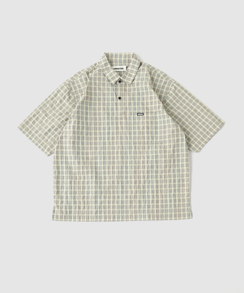 WISM（ウィズム）の「Metalwood Studio / メタルウッド スタジオ OVERSIZED SNAP TOP POLO（ポロシャツ・メンズ・ブラック/グリーン系その他・MEDIUM/LARGE）」の2枚目の写真