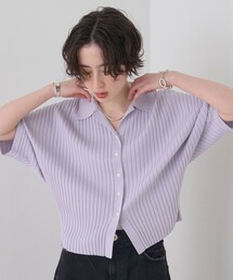 Rouge vif Anna | リブドルマンス襟付きニットカーディガン/プルオーバー/ストレッチ/夏服/サマーニット(ニット/セーター)