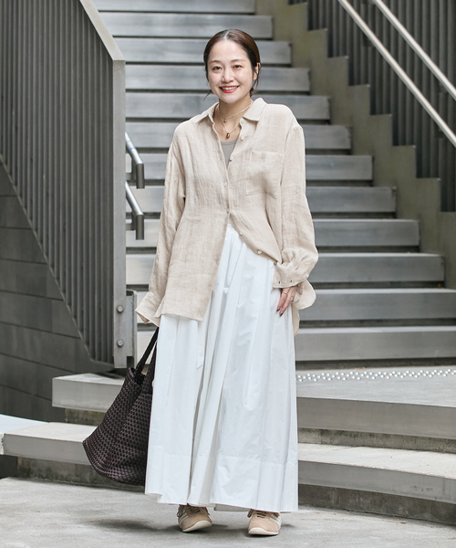 JOURNAL STANDARD(ジャーナルスタンダード)の「《追加2》ゼフィールリネン2WAYメッシュシャツ(シャツ/ブラウス・レディース・ベージュ/ブラック・FREE)」の4枚目の写真