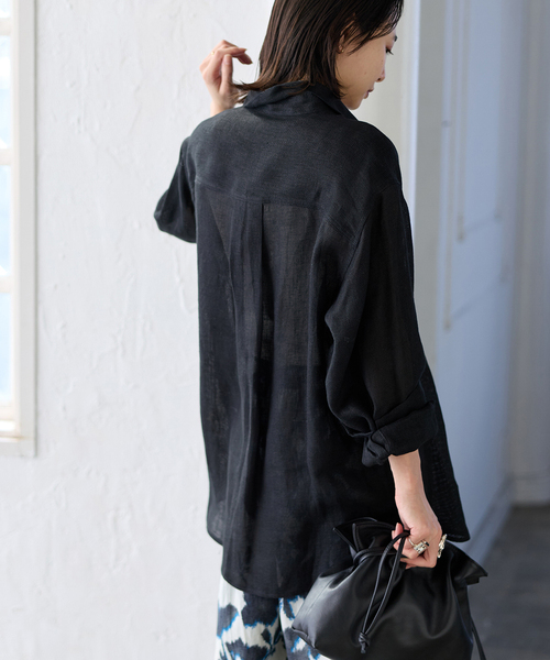 JOURNAL STANDARD(ジャーナルスタンダード)の「《追加2》ゼフィールリネン2WAYメッシュシャツ(シャツ/ブラウス・レディース・ベージュ/ブラック・FREE)」の8枚目の写真