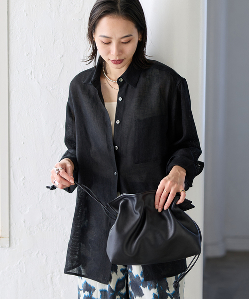 JOURNAL STANDARD(ジャーナルスタンダード)の「《追加2》ゼフィールリネン2WAYメッシュシャツ(シャツ/ブラウス・レディース・ベージュ/ブラック・FREE)」の9枚目の写真