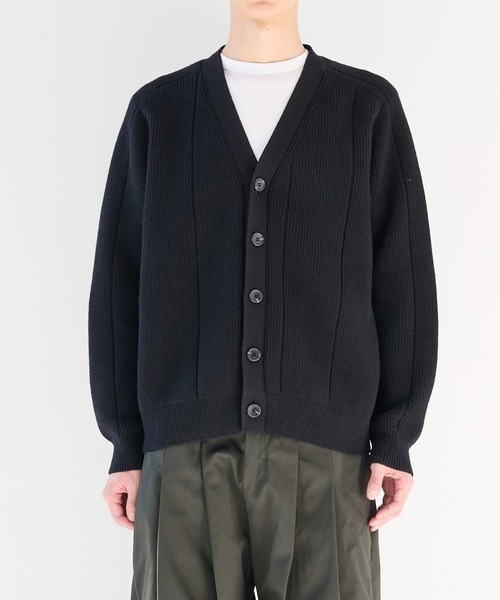 WRAPINKNOT(ラッピンノット)の「【WRAPINKNOT/ラッピンノット】編地切替カーディガン(カーディガン/ボレロ・メンズ・ブラウン/ブラック・3/2)」の9枚目の写真