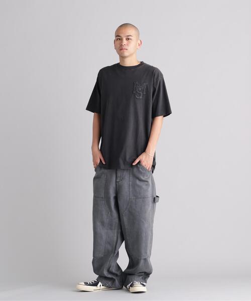 MANASTASH(マナスタッシュ)の「MANASTASH/マナスタッシュ PUMICE TEE RAW EDGE LOGO(Tシャツ/カットソー・メンズ・ブラック/ホワイト・M/S/XL/L)」の6枚目の写真