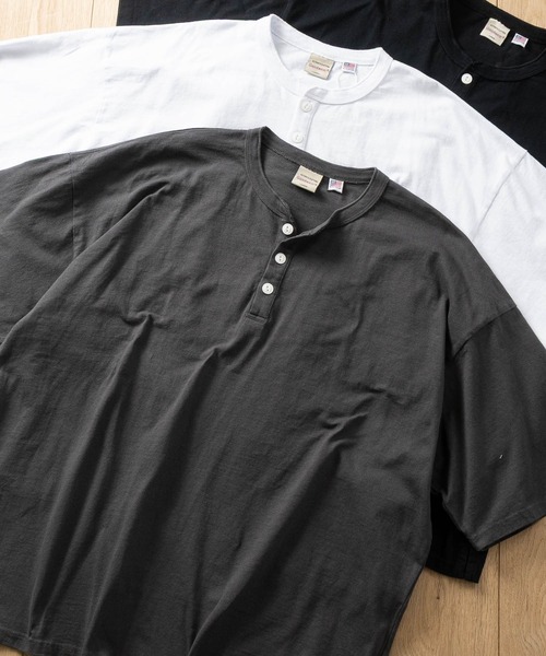 Goodwear（グッドウェア）の「【h】〔Goodwear/グッドウェア〕USAコットン ヘビーウェイト ポケット付きヘンリーネック スーパービッグ半袖 Tシャツ/無地T（Tシャツ/カットソー・メンズ・ブルーグレー/ブラック/ネイビー/ダークグレー/ホワイト・SMALL/LARGE/MEDIUM/X-LARGE）」の3枚目の写真