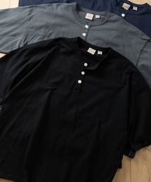 【h】〔Goodwear/グッドウェア〕USAコットン ヘビーウェイト ポケット付きヘンリーネック スーパービッグ半袖 Tシャツ/無地T