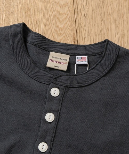 Goodwear（グッドウェア）の「【h】〔Goodwear/グッドウェア〕USAコットン ヘビーウェイト ポケット付きヘンリーネック スーパービッグ半袖 Tシャツ/無地T（Tシャツ/カットソー・メンズ・ブルーグレー/ブラック/ネイビー/ダークグレー/ホワイト・SMALL/LARGE/MEDIUM/X-LARGE）」の6枚目の写真
