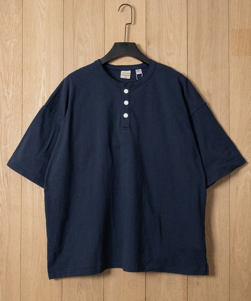 Goodwear（グッドウェア）の「【h】〔Goodwear/グッドウェア〕USAコットン ヘビーウェイト ポケット付きヘンリーネック スーパービッグ半袖 Tシャツ/無地T（Tシャツ/カットソー・メンズ・ブルーグレー/ブラック/ネイビー/ダークグレー/ホワイト・SMALL/LARGE/MEDIUM/X-LARGE）」の15枚目の写真