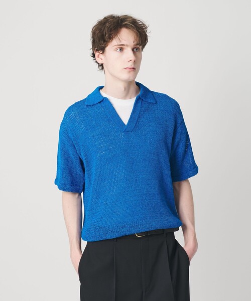 BEAUTY&YOUTH UNITED ARROWS（ビューティーアンドユースユナイテッドアローズ）の「テープヤーン スキッパー ショートスリーブ ニット ウォッシャブル（ニット/セーター・メンズ・コバルトブルー/ライトグレー・S/XL/M/L）」の5枚目の写真