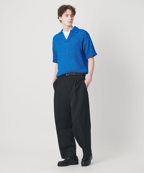 BEAUTY&YOUTH UNITED ARROWS（ビューティーアンドユースユナイテッドアローズ）の「テープヤーン スキッパー ショートスリーブ ニット ウォッシャブル（ニット/セーター・メンズ・コバルトブルー/ライトグレー・S/XL/M/L）」の6枚目の写真