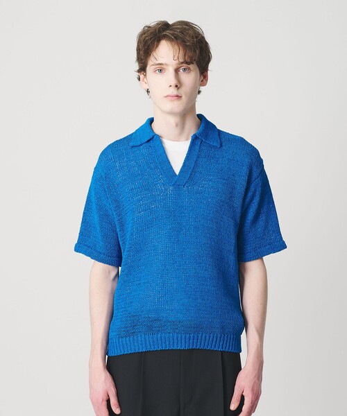 BEAUTY&YOUTH UNITED ARROWS（ビューティーアンドユースユナイテッドアローズ）の「テープヤーン スキッパー ショートスリーブ ニット ウォッシャブル（ニット/セーター・メンズ・コバルトブルー/ライトグレー・S/XL/M/L）」の9枚目の写真