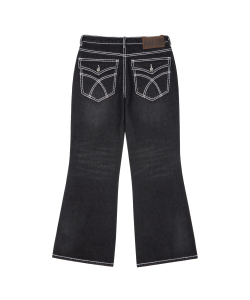 AAKAM(アーカム)の「Stitched Flare Denim Pants (Black)(デニムパンツ・レディース・その他・1/2)」の3枚目の写真