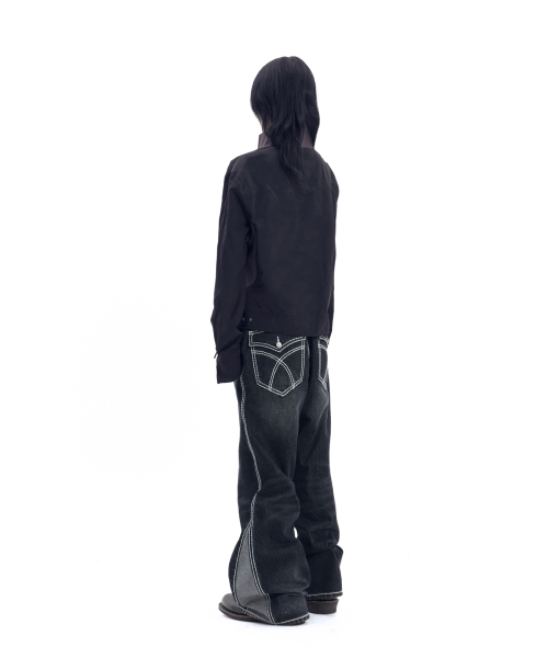 AAKAM(アーカム)の「Stitched Flare Denim Pants (Black)(デニムパンツ・レディース・その他・1/2)」の6枚目の写真