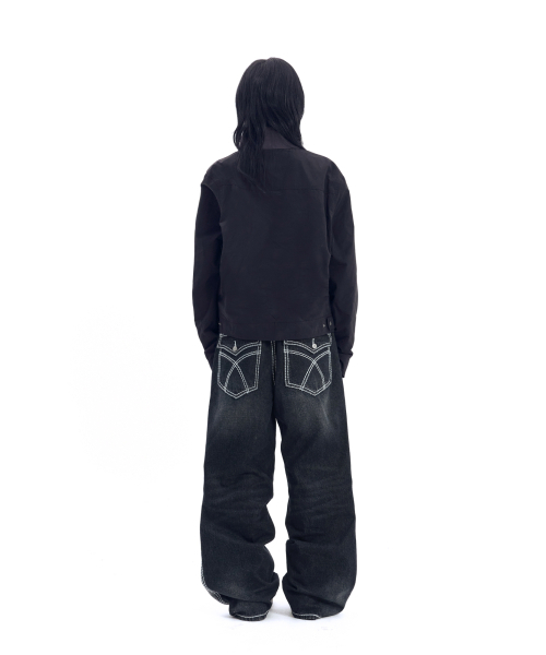 AAKAM(アーカム)の「Stitched Flare Denim Pants (Black)(デニムパンツ・レディース・その他・1/2)」の7枚目の写真