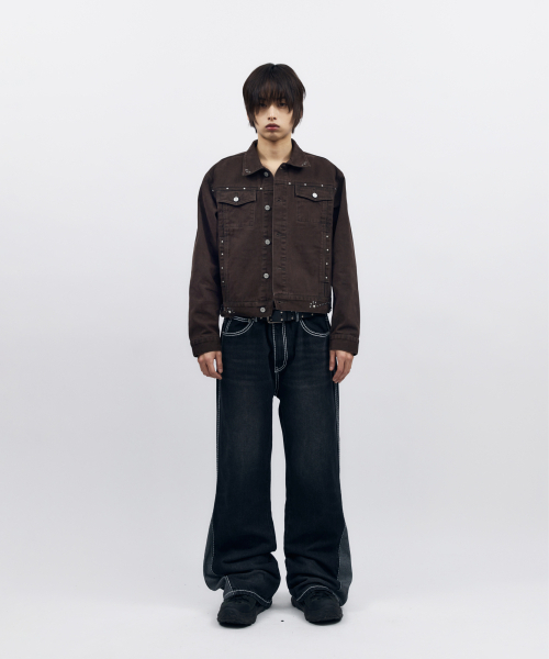 AAKAM(アーカム)の「Stitched Flare Denim Pants (Black)(デニムパンツ・レディース・その他・1/2)」の10枚目の写真