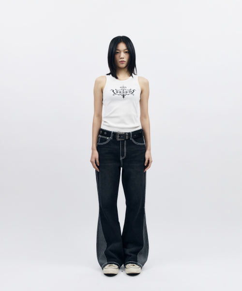 AAKAM(アーカム)の「Stitched Flare Denim Pants (Black)(デニムパンツ・レディース・その他・1/2)」の16枚目の写真
