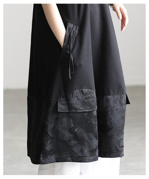 Sawa a la mode（サワアラモード）の「シノワズリ異素材カットソーワンピース（ワンピース・レディース・ブラック・FREE）」の7枚目の写真