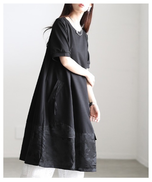 Sawa a la mode（サワアラモード）の「シノワズリ異素材カットソーワンピース（ワンピース・レディース・ブラック・FREE）」の9枚目の写真