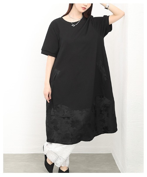 Sawa a la mode（サワアラモード）の「シノワズリ異素材カットソーワンピース（ワンピース・レディース・ブラック・FREE）」の12枚目の写真