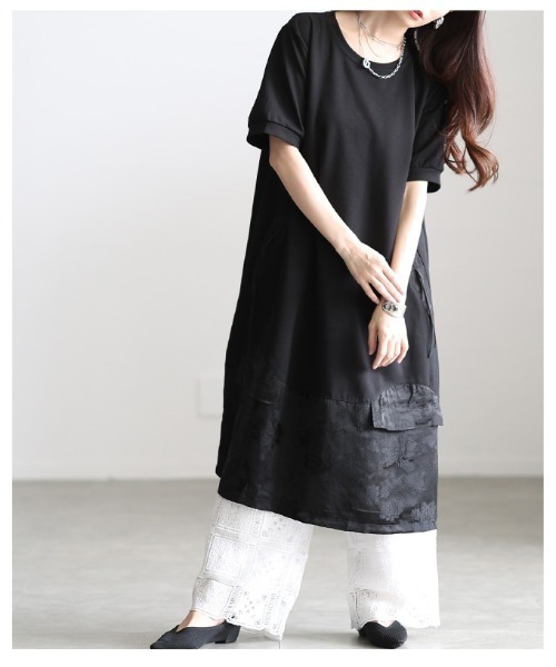 Sawa a la mode（サワアラモード）の「シノワズリ異素材カットソーワンピース（ワンピース・レディース・ブラック・FREE）」の21枚目の写真