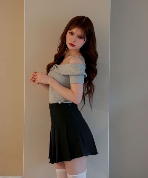 M DOLLY(エムドリー)の「Ribbon ruby off shoulder tops / リボンルビーオフショルダートップス(Tシャツ/カットソー・レディース・グレー/ホワイト/ピンク・FREE)」の12枚目の写真