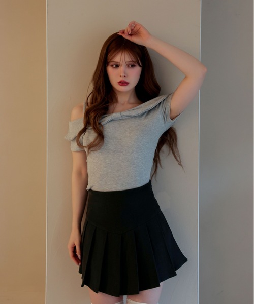 M DOLLY(エムドリー)の「Ribbon ruby off shoulder tops / リボンルビーオフショルダートップス(Tシャツ/カットソー・レディース・グレー/ホワイト/ピンク・FREE)」の14枚目の写真