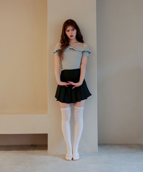 M DOLLY(エムドリー)の「Ribbon ruby off shoulder tops / リボンルビーオフショルダートップス(Tシャツ/カットソー・レディース・グレー/ホワイト/ピンク・FREE)」の15枚目の写真