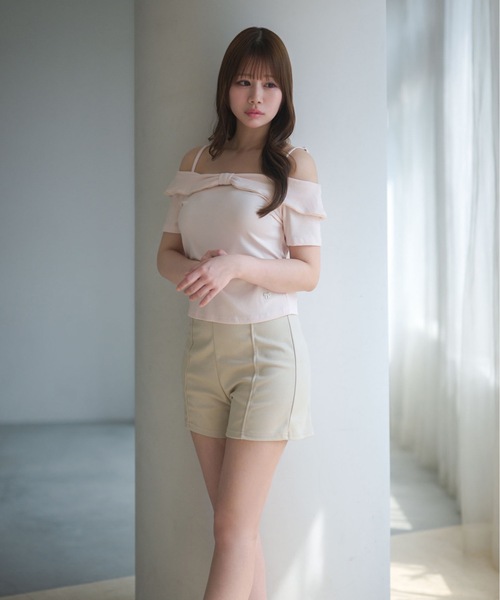 M DOLLY(エムドリー)の「Ribbon ruby off shoulder tops / リボンルビーオフショルダートップス(Tシャツ/カットソー・レディース・グレー/ホワイト/ピンク・FREE)」の17枚目の写真