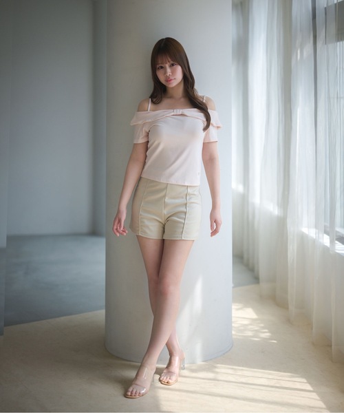 M DOLLY(エムドリー)の「Ribbon ruby off shoulder tops / リボンルビーオフショルダートップス(Tシャツ/カットソー・レディース・グレー/ホワイト/ピンク・FREE)」の20枚目の写真