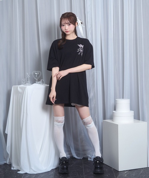 Honey Cinnamon(ハニーシナモン)の「angel mirrorTシャツ(Tシャツ/カットソー・レディース・ブラック/ピンク・FREE)」の5枚目の写真