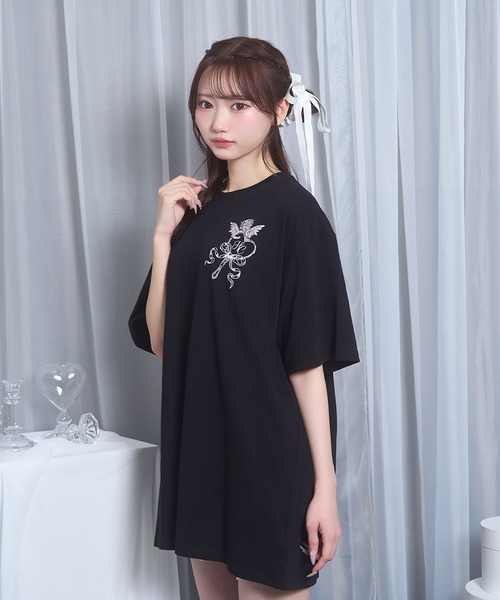Honey Cinnamon(ハニーシナモン)の「angel mirrorTシャツ(Tシャツ/カットソー・レディース・ブラック/ピンク・FREE)」の8枚目の写真