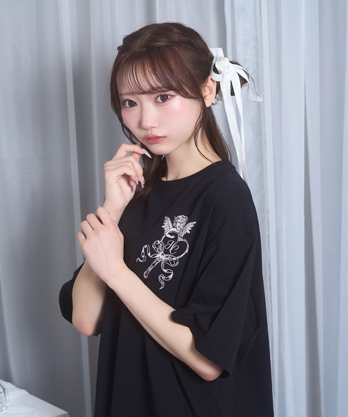Honey Cinnamon(ハニーシナモン)の「angel mirrorTシャツ(Tシャツ/カットソー・レディース・ブラック/ピンク・FREE)」の6枚目の写真