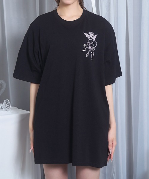 Honey Cinnamon(ハニーシナモン)の「angel mirrorTシャツ(Tシャツ/カットソー・レディース・ブラック/ピンク・FREE)」の4枚目の写真
