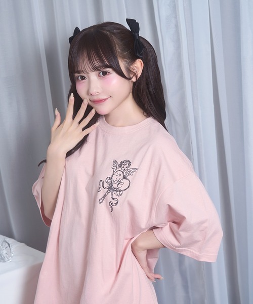 Honey Cinnamon(ハニーシナモン)の「angel mirrorTシャツ(Tシャツ/カットソー・レディース・ブラック/ピンク・FREE)」の19枚目の写真