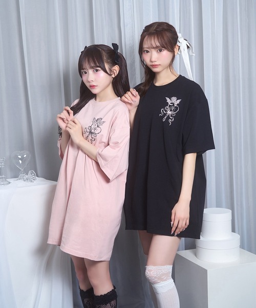 Honey Cinnamon(ハニーシナモン)の「angel mirrorTシャツ(Tシャツ/カットソー・レディース・ブラック/ピンク・FREE)」の10枚目の写真