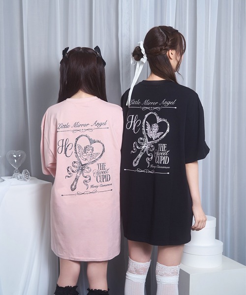 Honey Cinnamon(ハニーシナモン)の「angel mirrorTシャツ(Tシャツ/カットソー・レディース・ブラック/ピンク・FREE)」の9枚目の写真