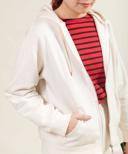 CHILD WOMAN(チャイルドウーマン)の「30/10裏毛フードzipパーカー(セットアップ対応)(パーカー・レディース・グレー/アイボリー/ピンク・FREE)」の5枚目の写真