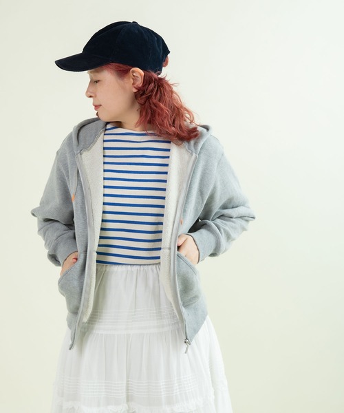 CHILD WOMAN(チャイルドウーマン)の「30/10裏毛フードzipパーカー(セットアップ対応)(パーカー・レディース・グレー/アイボリー/ピンク・FREE)」の13枚目の写真