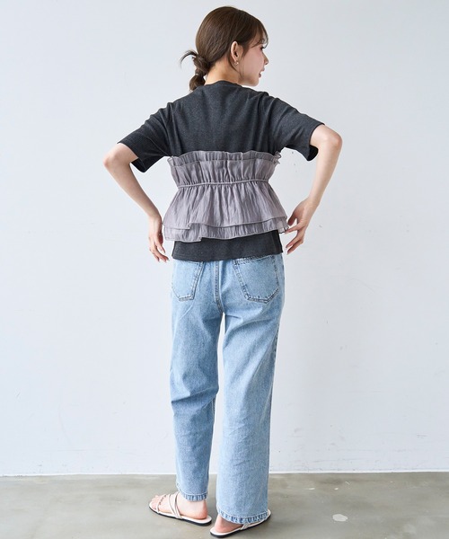mil(ミル)の「オーガンジー ビスチェ ドッキング トップス /レイヤード風 【587205】(Tシャツ/カットソー・レディース・アイボリー/ブラック/チャコールグレー・XS/S)」の15枚目の写真