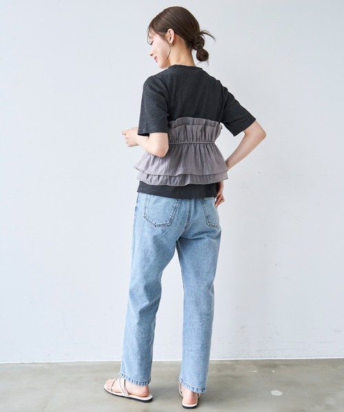 mil(ミル)の「オーガンジー ビスチェ ドッキング トップス /レイヤード風 【587205】(Tシャツ/カットソー・レディース・アイボリー/ブラック/チャコールグレー・XS/S)」の14枚目の写真