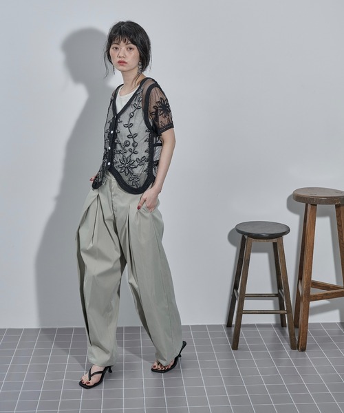 THE YOn（ザヨン）の「フラワービーズ刺繍チュールシアーブラウス（シャツ/ブラウス・レディース・ブラック/オフホワイト・FREE）」の22枚目の写真