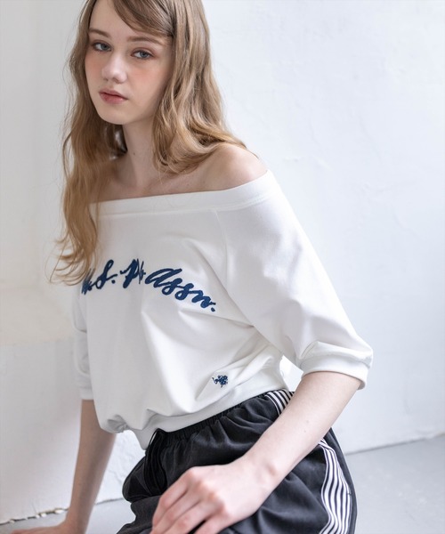 U.S. POLO ASSN.(ユーエスポロアッスン)の「【U.S. POLO ASSN.】clear 別注 3way半袖裏毛トップス(Tシャツ/カットソー・レディース・ホワイト系その他2/オフホワイト/ブラック・F)」の1枚目の写真