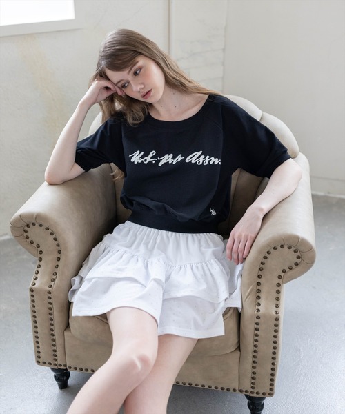 U.S. POLO ASSN.(ユーエスポロアッスン)の「【U.S. POLO ASSN.】clear 別注 3way半袖裏毛トップス(Tシャツ/カットソー・レディース・ホワイト系その他2/オフホワイト/ブラック・F)」の5枚目の写真
