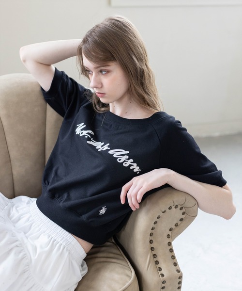 U.S. POLO ASSN.(ユーエスポロアッスン)の「【U.S. POLO ASSN.】clear 別注 3way半袖裏毛トップス(Tシャツ/カットソー・レディース・ホワイト系その他2/オフホワイト/ブラック・F)」の6枚目の写真