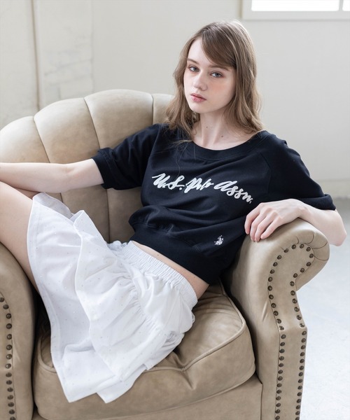U.S. POLO ASSN.(ユーエスポロアッスン)の「【U.S. POLO ASSN.】clear 別注 3way半袖裏毛トップス(Tシャツ/カットソー・レディース・ホワイト系その他2/オフホワイト/ブラック・F)」の8枚目の写真