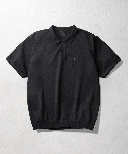 HUF（ハフ）の「SERIF H KNIT POLO TOP（ポロシャツ・メンズ・ナチュラル/ブラック/ライム・S/M/L/XL）」の2枚目の写真