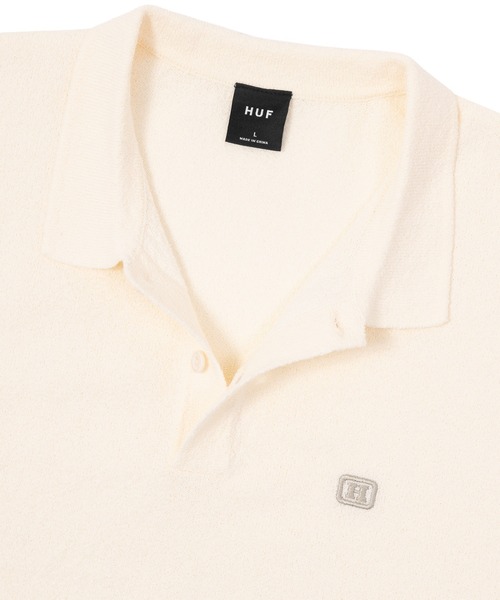 HUF（ハフ）の「SERIF H KNIT POLO TOP（ポロシャツ・メンズ・ナチュラル/ブラック/ライム・S/M/L/XL）」の12枚目の写真