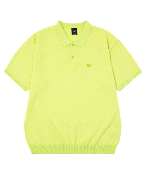 HUF（ハフ）の「SERIF H KNIT POLO TOP（ポロシャツ・メンズ・ナチュラル/ブラック/ライム・S/M/L/XL）」の15枚目の写真