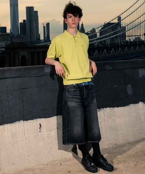 HUF（ハフ）の「SERIF H KNIT POLO TOP（ポロシャツ・メンズ・ナチュラル/ブラック/ライム・S/M/L/XL）」の5枚目の写真