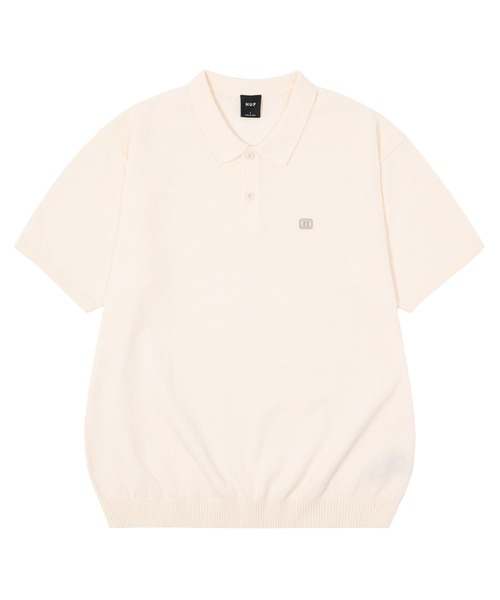 HUF（ハフ）の「SERIF H KNIT POLO TOP（ポロシャツ・メンズ・ナチュラル/ブラック/ライム・S/M/L/XL）」の10枚目の写真