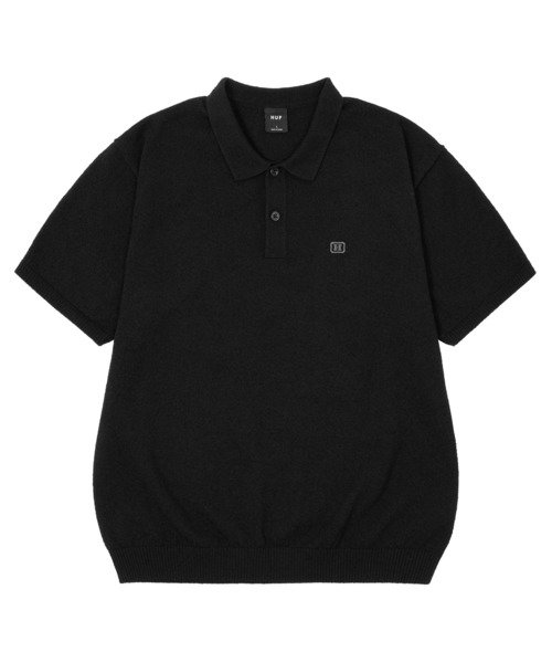 HUF（ハフ）の「SERIF H KNIT POLO TOP（ポロシャツ・メンズ・ナチュラル/ブラック/ライム・S/M/L/XL）」の6枚目の写真